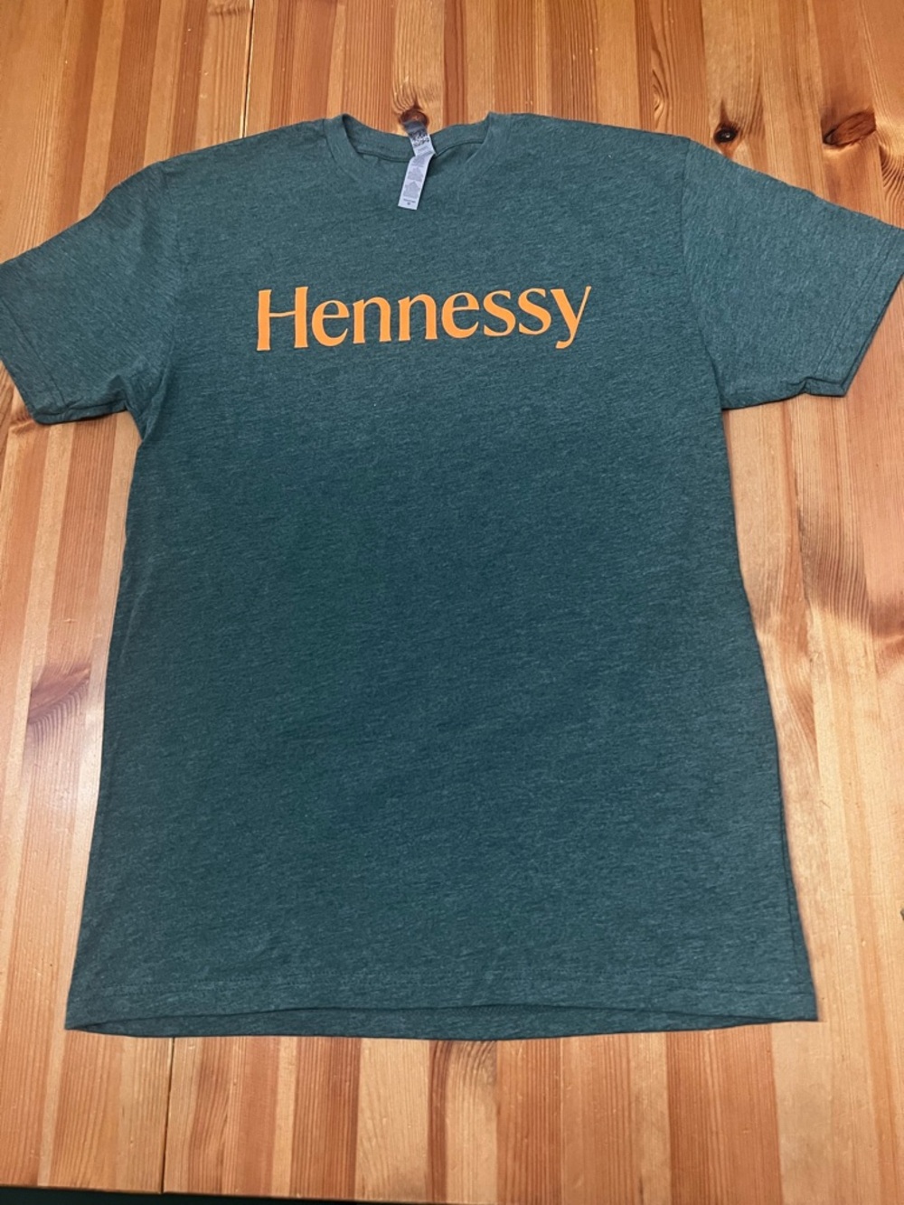 Henne Green Short Sleeve Tee with Orange Hennessy Script
